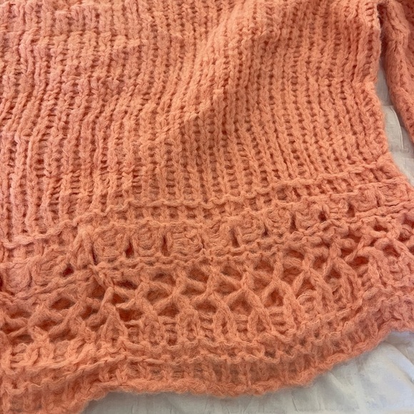 Free People Alpaca boho crochet coral crop sweater - Picture 9 of 9